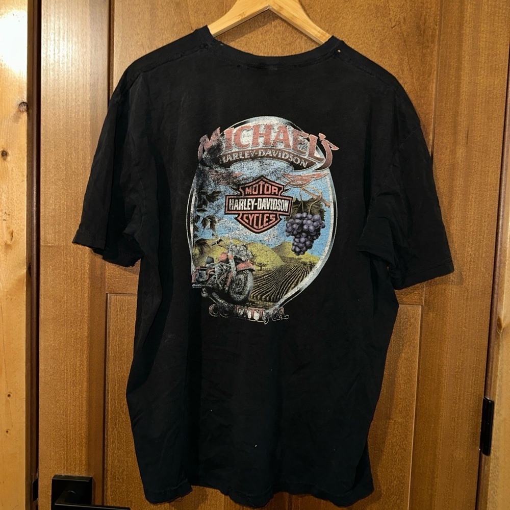 Harley Davidson T Shirt Mens 2XL Black Cotati CA Graphic‎ Distressed Biker Tee